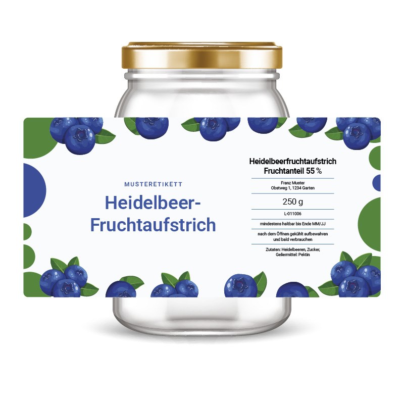 Produkte richtig kennzeichnen: Etikett von Heidelbeer-Fruchtaufstrich